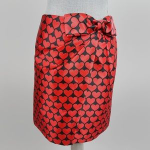 J. Crew Red Bow Wrap Skirt in Jacquard Hearts 4